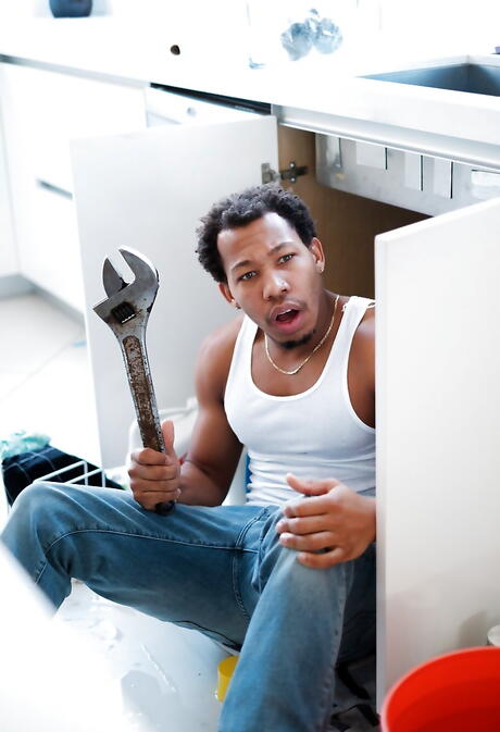 Sultry american porn star Lily Adams drilled by black cock after good cock suck in the kitchen