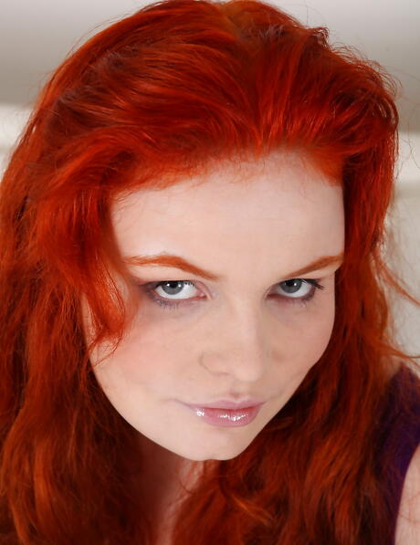 Hot czech red-haired milf Barbara Babeurre in skirt exhibits her butt and hairy pussy 